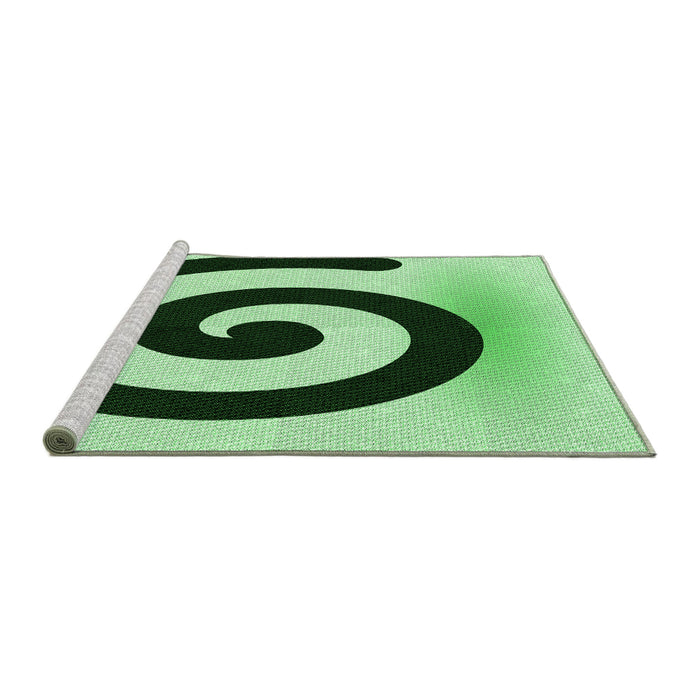 Sideview of Machine Washable Transitional Light Green Rug, wshpat3331grn