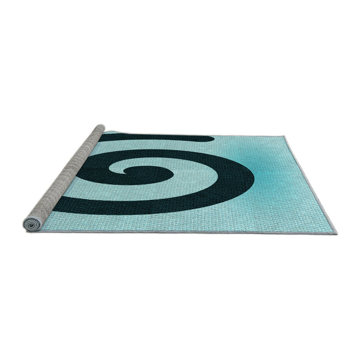 Sideview of Machine Washable Transitional Blue Rug, wshpat3331lblu