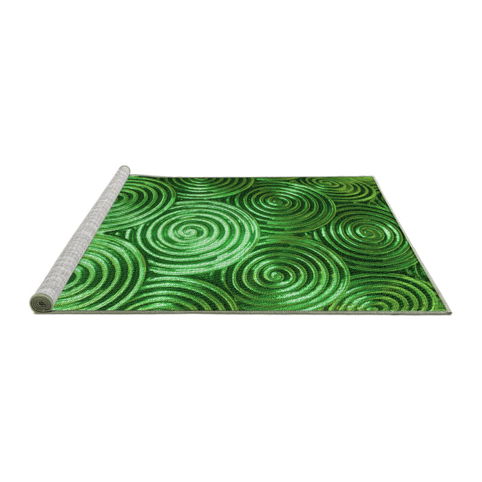 Sideview of Machine Washable Transitional Deep Emerald Green Rug, wshpat3333grn