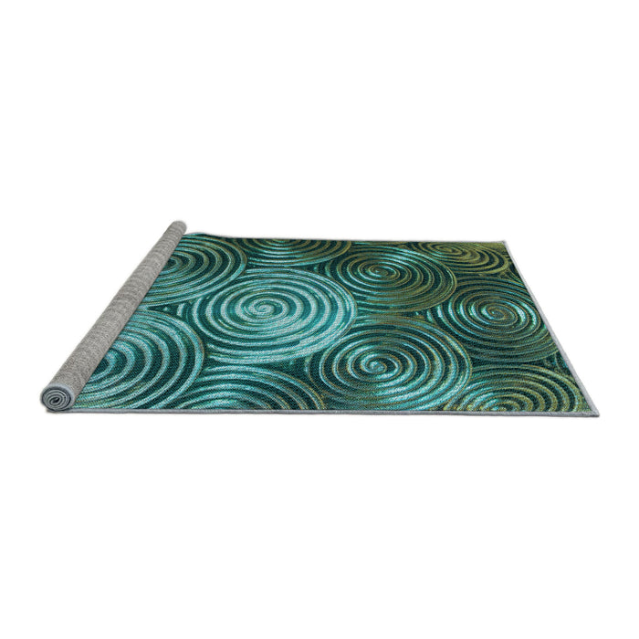 Sideview of Machine Washable Transitional Medium Teal Green Rug, wshpat3333lblu