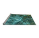 Sideview of Machine Washable Transitional Medium Teal Green Rug, wshpat3333lblu