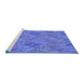 Sideview of Machine Washable Transitional Sky Blue Rug, wshpat3335blu