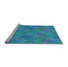 Sideview of Machine Washable Transitional Dark Turquoise Green Rug, wshpat3335lblu