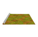 Sideview of Machine Washable Transitional Green Rug, wshpat3335yw