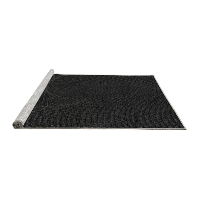 Sideview of Machine Washable Transitional Black Rug, wshpat3336gry
