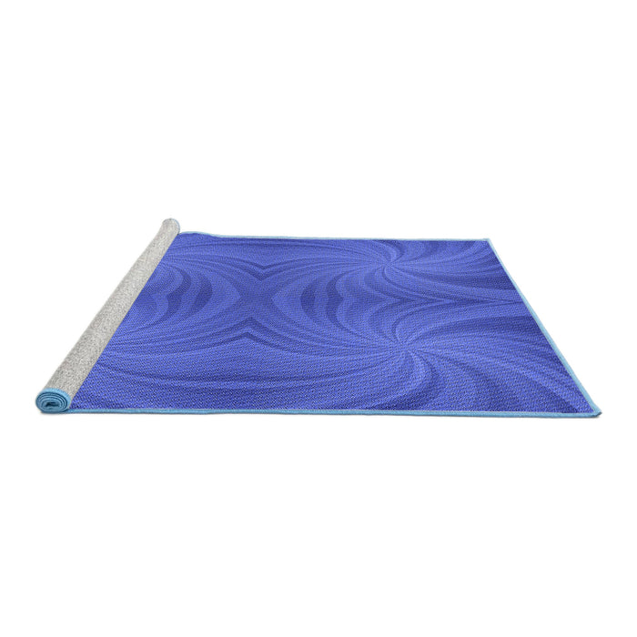 Sideview of Machine Washable Transitional Blue Rug, wshpat3337blu