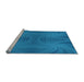 Sideview of Machine Washable Transitional Blue Rug, wshpat3337lblu