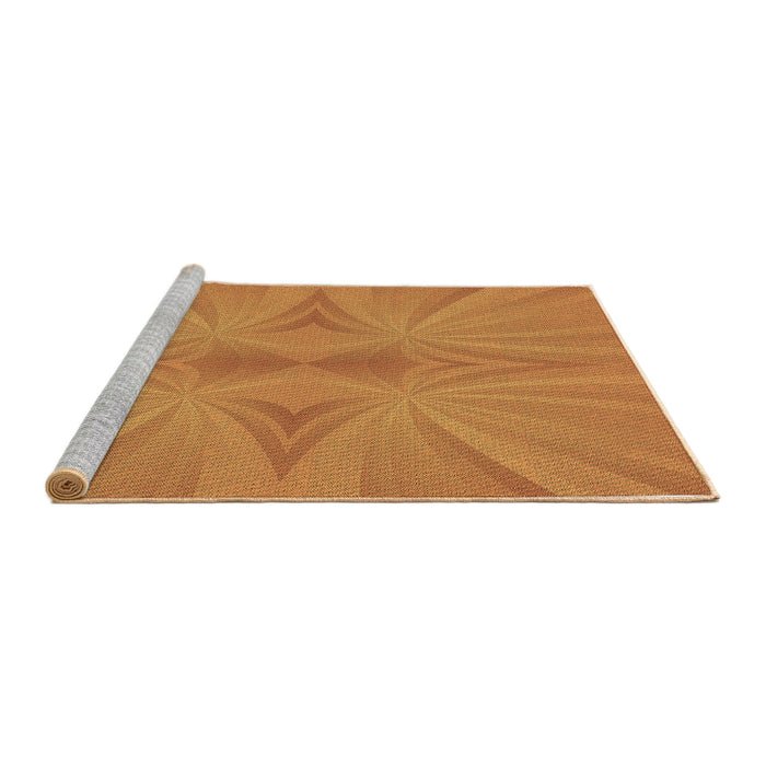 Sideview of Machine Washable Transitional Orange Red Orange Rug, wshpat3338brn