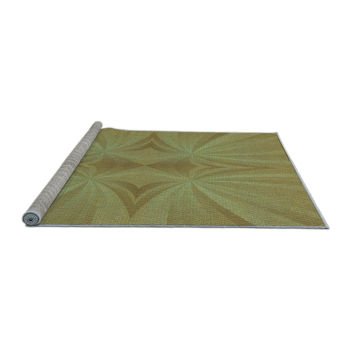 Sideview of Machine Washable Transitional Salad Green Rug, wshpat3338lblu