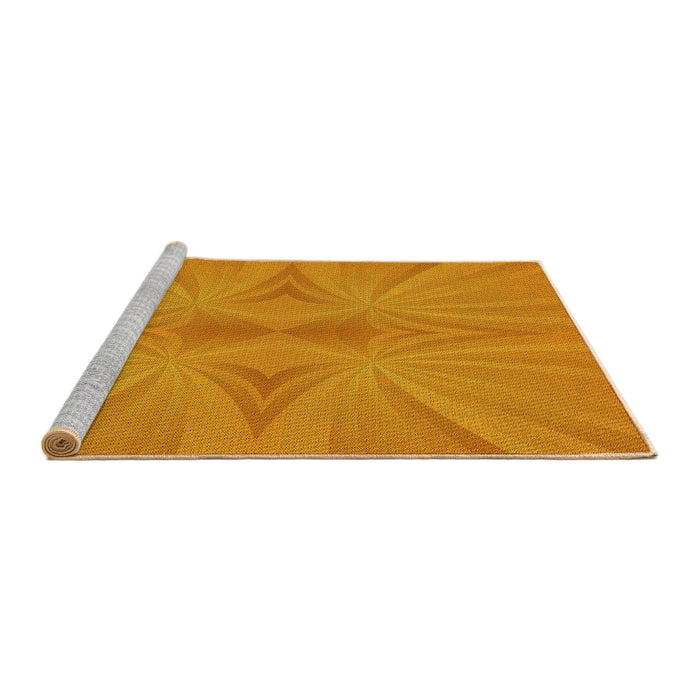 Sideview of Machine Washable Transitional Neon Orange Rug, wshpat3338yw