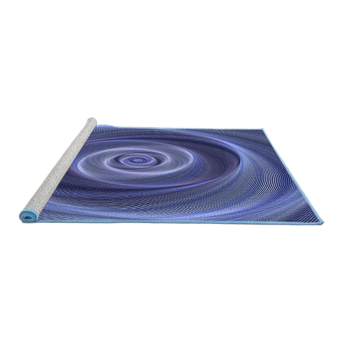 Sideview of Machine Washable Transitional Blue Rug, wshpat3339blu