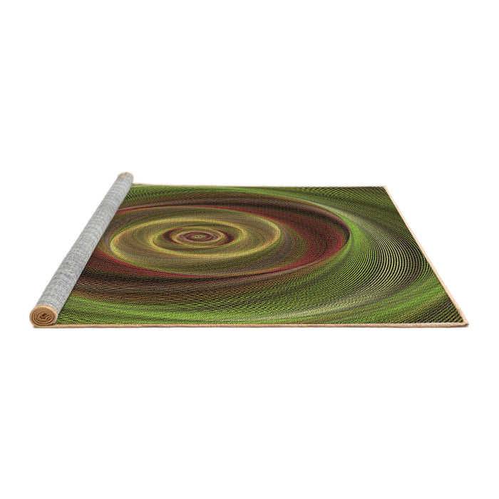 Sideview of Machine Washable Transitional Dark Yellow Green Rug, wshpat3339brn