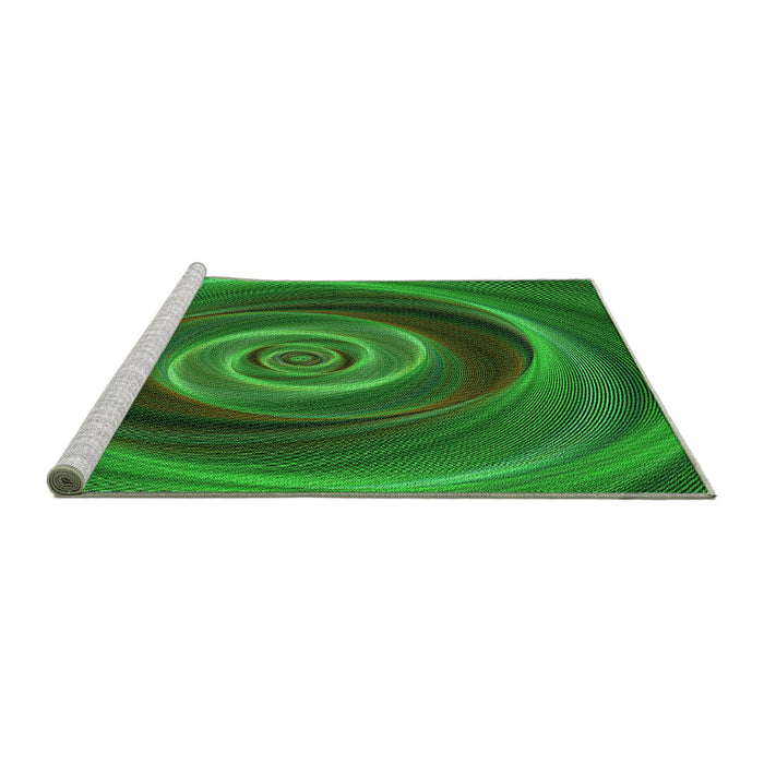 Sideview of Machine Washable Transitional Deep Emerald Green Rug, wshpat3339grn