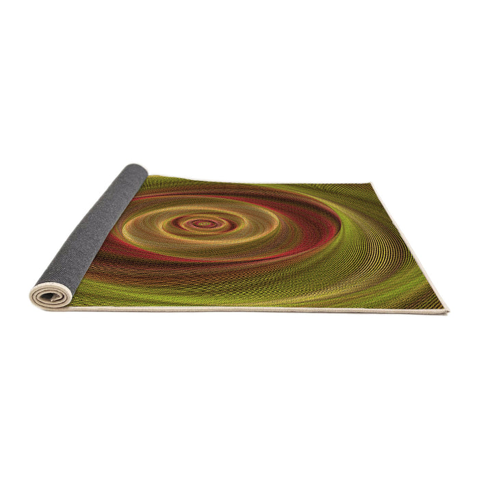 Thickness of Patterned Dark Golden Brown Rug, pat3339org