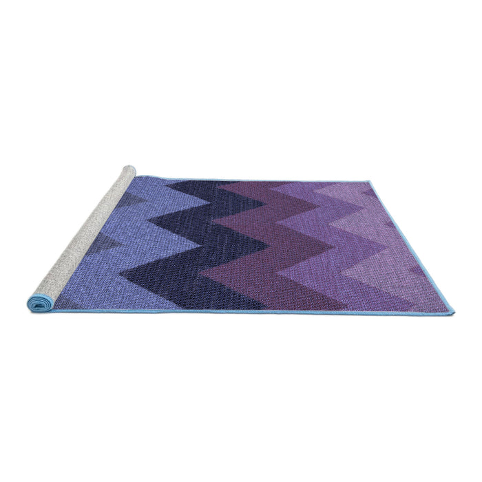 Sideview of Machine Washable Transitional Medium Slate Blue Rug, wshpat334blu