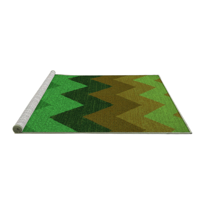 Sideview of Machine Washable Transitional Army Green Rug, wshpat334grn