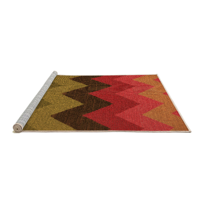 Sideview of Machine Washable Transitional Tomato Red Rug, wshpat334org