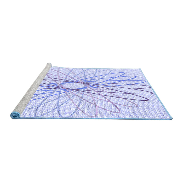 Sideview of Machine Washable Transitional Lavender Blue Rug, wshpat3340blu