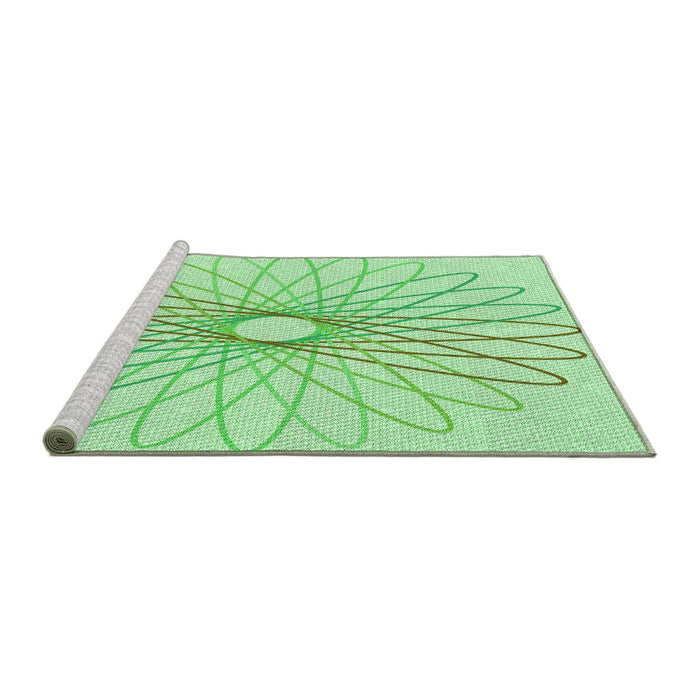 Sideview of Machine Washable Transitional Light Green Rug, wshpat3340grn