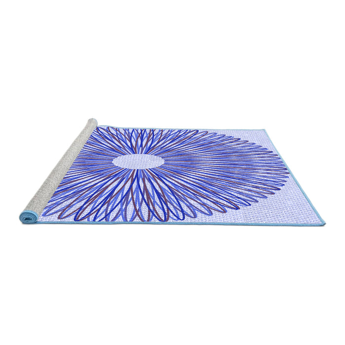 Sideview of Machine Washable Transitional Royal Blue Rug, wshpat3341blu