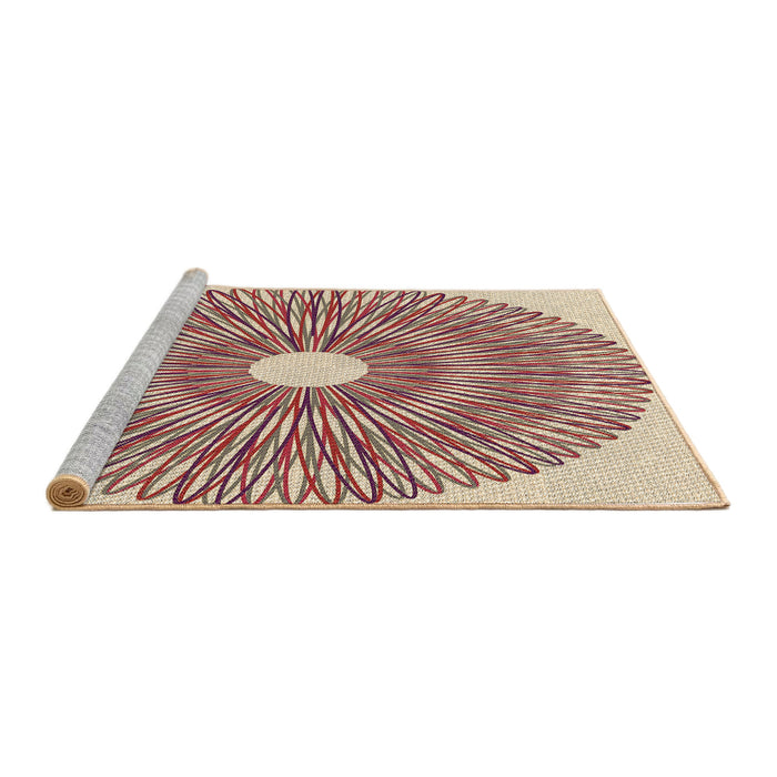 Sideview of Machine Washable Transitional Khaki Gold Rug, wshpat3341brn