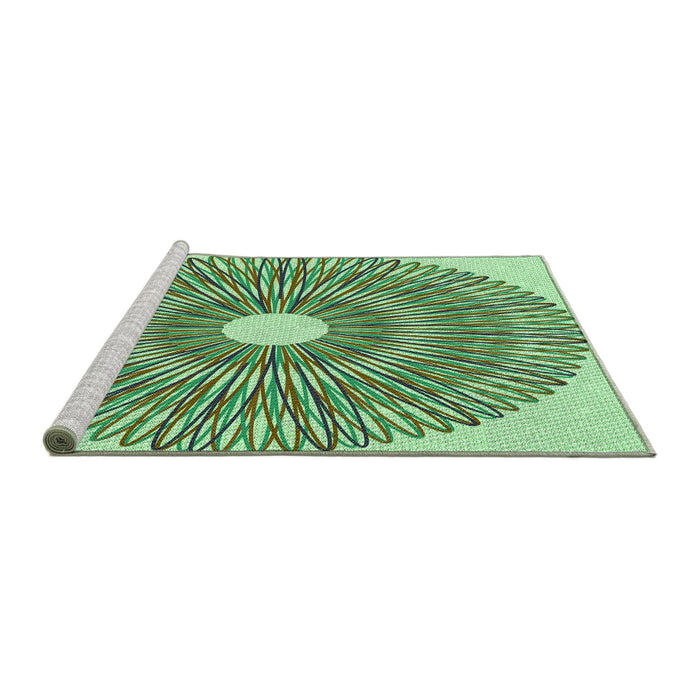 Sideview of Machine Washable Transitional Light Green Rug, wshpat3341grn