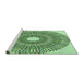 Sideview of Machine Washable Transitional Light Green Rug, wshpat3341grn