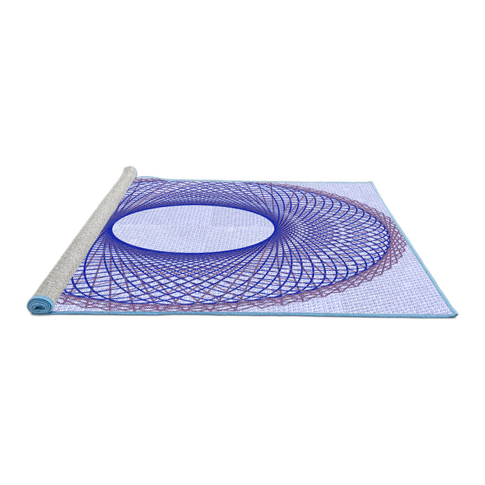 Sideview of Machine Washable Transitional Blue Rug, wshpat3342blu