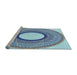 Sideview of Machine Washable Transitional Azure Blue Rug, wshpat3342lblu