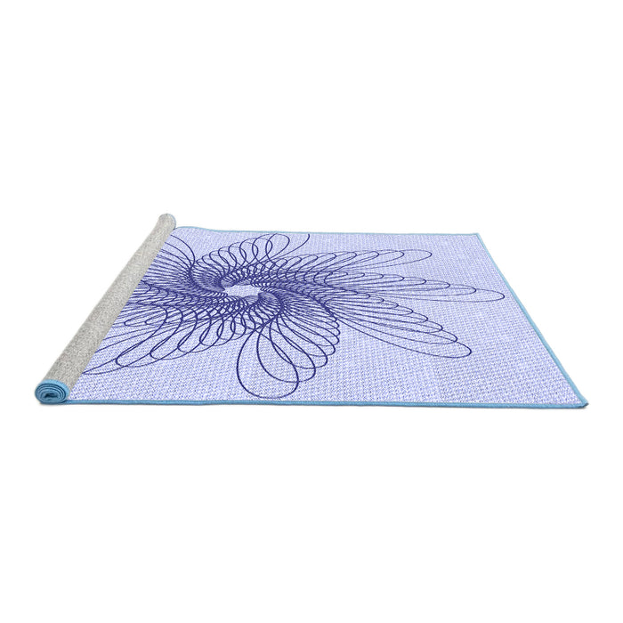 Sideview of Machine Washable Transitional Lavender Blue Rug, wshpat3343blu