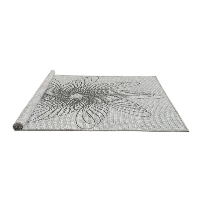 Sideview of Machine Washable Transitional Platinum Gray Rug, wshpat3343gry
