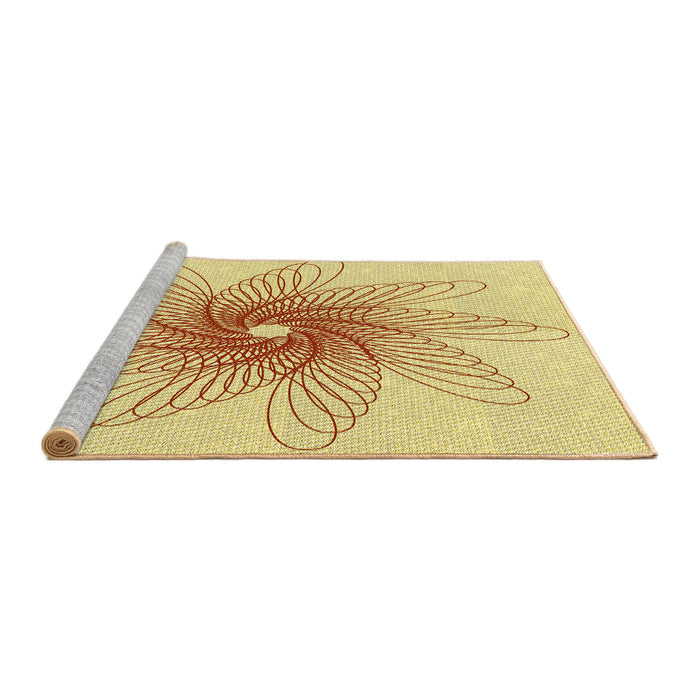 Sideview of Machine Washable Transitional Sun Yellow Rug, wshpat3343yw