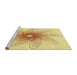 Sideview of Machine Washable Transitional Sun Yellow Rug, wshpat3343yw