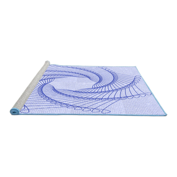 Sideview of Machine Washable Transitional Lavender Blue Rug, wshpat3344blu