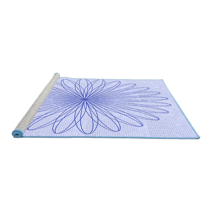 Sideview of Machine Washable Transitional Lavender Blue Rug, wshpat3345blu
