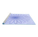 Sideview of Machine Washable Transitional Lavender Blue Rug, wshpat3345blu