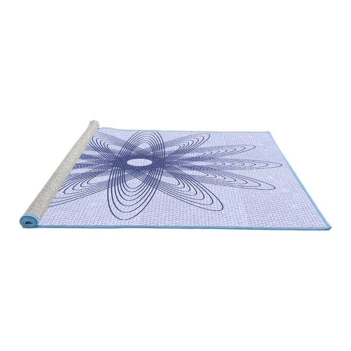 Sideview of Machine Washable Transitional Lavender Blue Rug, wshpat3346blu