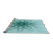 Sideview of Machine Washable Transitional Electric Blue Rug, wshpat3346lblu