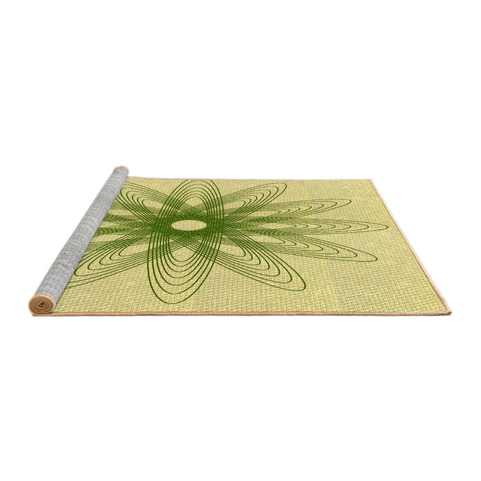 Sideview of Machine Washable Transitional Green Rug, wshpat3346yw