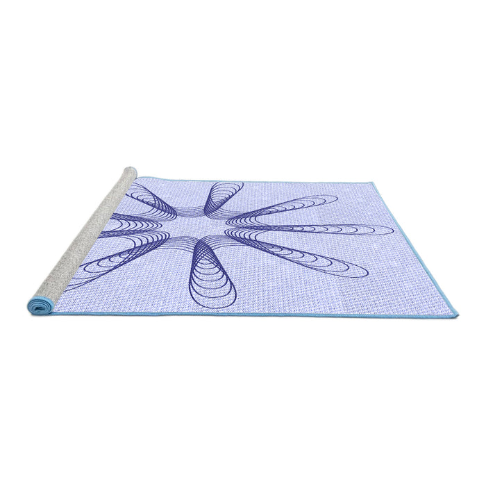 Sideview of Machine Washable Transitional Lavender Blue Rug, wshpat3347blu
