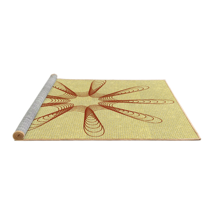 Sideview of Machine Washable Transitional Sun Yellow Rug, wshpat3347yw