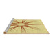 Sideview of Machine Washable Transitional Sun Yellow Rug, wshpat3347yw