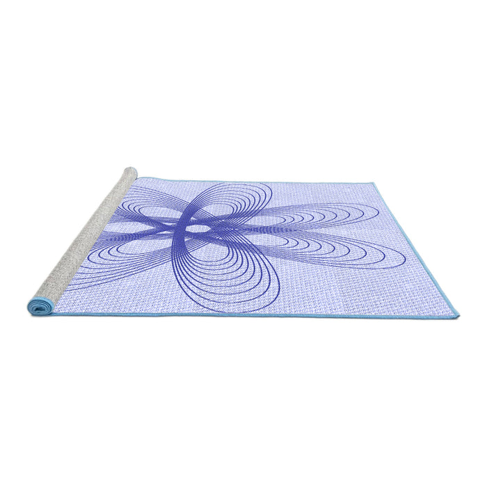 Sideview of Machine Washable Transitional Lavender Blue Rug, wshpat3348blu