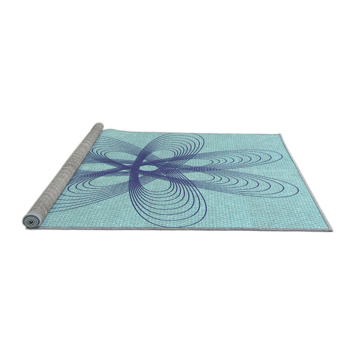 Sideview of Machine Washable Transitional Iceberg Blue Rug, wshpat3348lblu