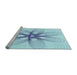 Sideview of Machine Washable Transitional Iceberg Blue Rug, wshpat3348lblu