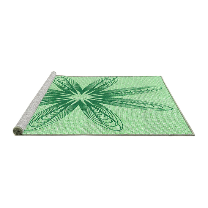 Sideview of Machine Washable Transitional Mint Green Rug, wshpat3349grn