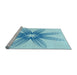 Sideview of Machine Washable Transitional Electric Blue Rug, wshpat3349lblu