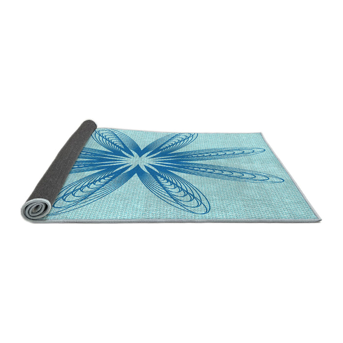 Thickness of Patterned Electric Blue Rug, pat3349lblu