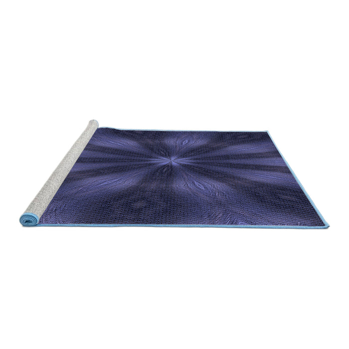 Sideview of Machine Washable Transitional Deep Periwinkle Purple Rug, wshpat335blu