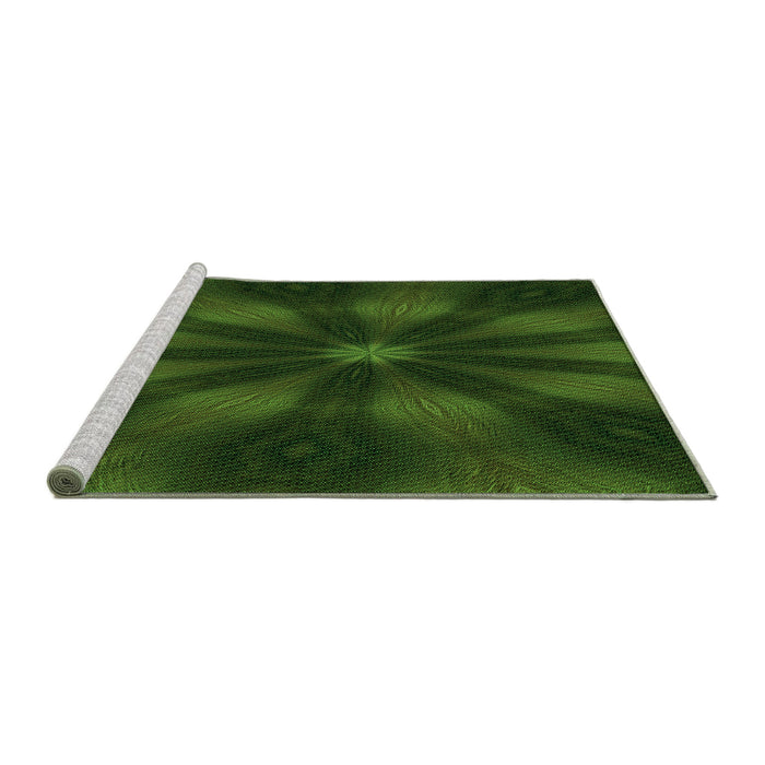 Sideview of Machine Washable Transitional Dark Forest Green Rug, wshpat335grn